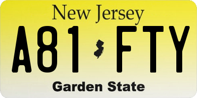 NJ license plate A81FTY