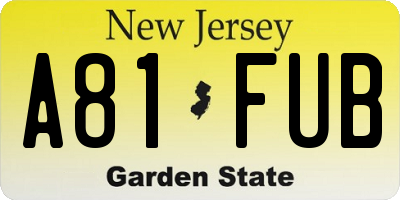 NJ license plate A81FUB