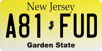 NJ license plate A81FUD