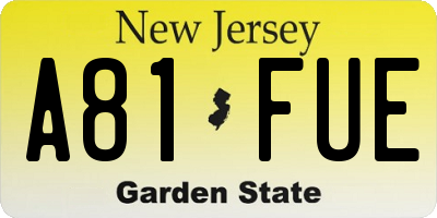 NJ license plate A81FUE