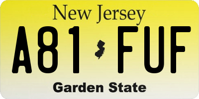 NJ license plate A81FUF