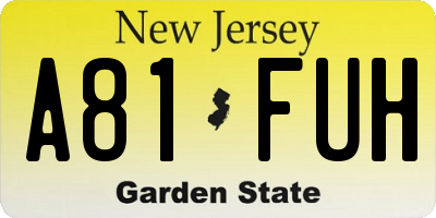 NJ license plate A81FUH