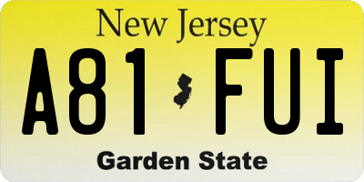 NJ license plate A81FUI