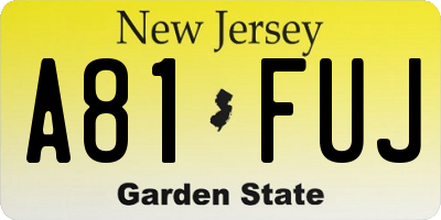 NJ license plate A81FUJ