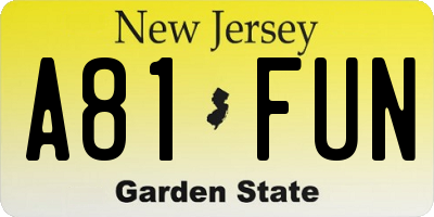 NJ license plate A81FUN