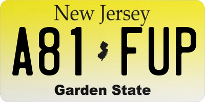 NJ license plate A81FUP