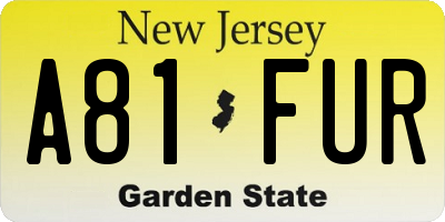 NJ license plate A81FUR