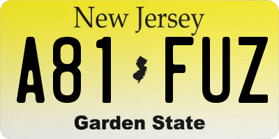 NJ license plate A81FUZ