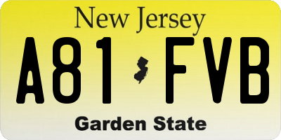 NJ license plate A81FVB