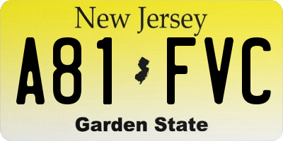 NJ license plate A81FVC