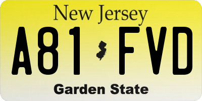 NJ license plate A81FVD