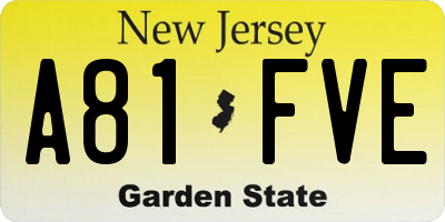 NJ license plate A81FVE