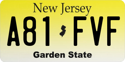 NJ license plate A81FVF
