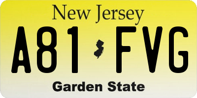 NJ license plate A81FVG