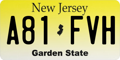 NJ license plate A81FVH