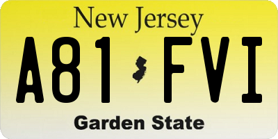 NJ license plate A81FVI