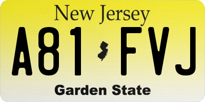 NJ license plate A81FVJ