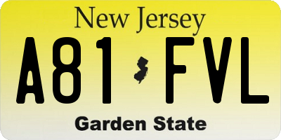 NJ license plate A81FVL