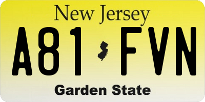 NJ license plate A81FVN