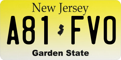 NJ license plate A81FVO