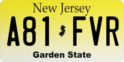 NJ license plate A81FVR
