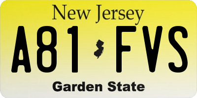 NJ license plate A81FVS