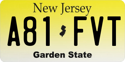 NJ license plate A81FVT