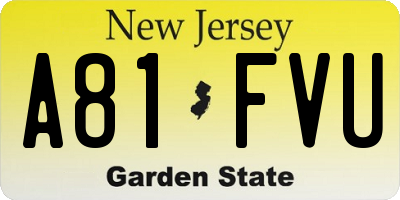 NJ license plate A81FVU