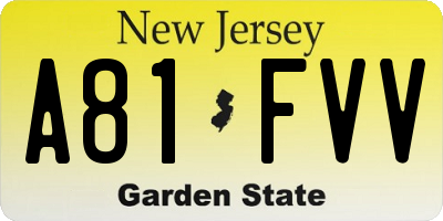 NJ license plate A81FVV