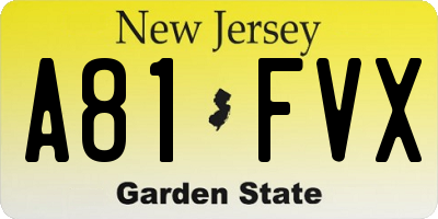NJ license plate A81FVX