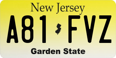 NJ license plate A81FVZ