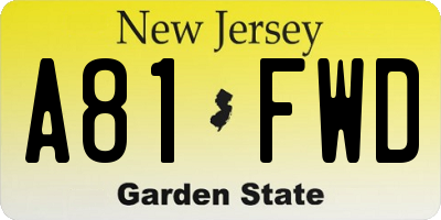 NJ license plate A81FWD