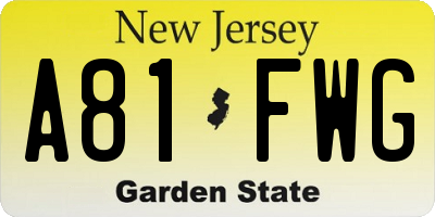 NJ license plate A81FWG