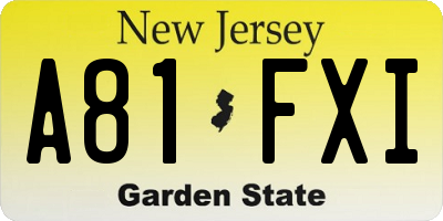 NJ license plate A81FXI