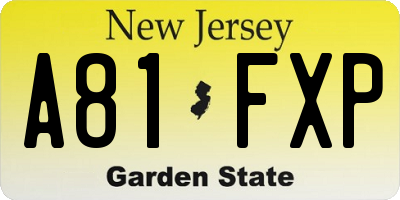 NJ license plate A81FXP