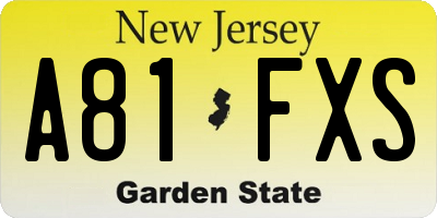NJ license plate A81FXS