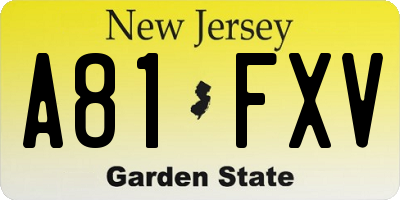 NJ license plate A81FXV