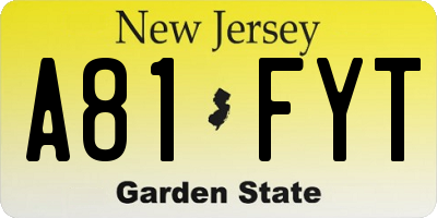 NJ license plate A81FYT