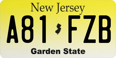 NJ license plate A81FZB