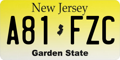 NJ license plate A81FZC