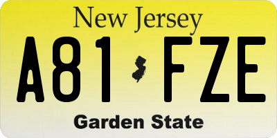 NJ license plate A81FZE