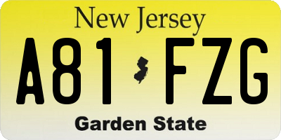 NJ license plate A81FZG