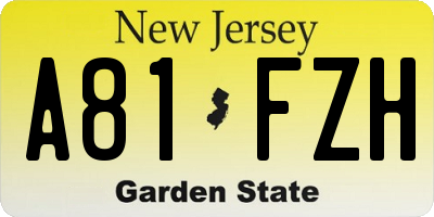NJ license plate A81FZH