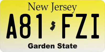 NJ license plate A81FZI