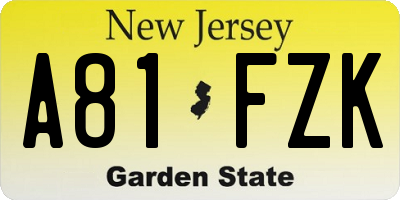 NJ license plate A81FZK