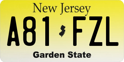 NJ license plate A81FZL