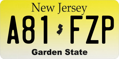 NJ license plate A81FZP