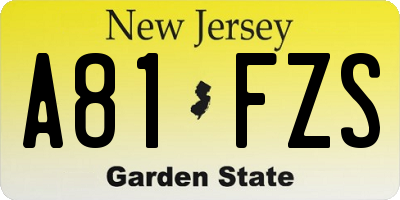 NJ license plate A81FZS