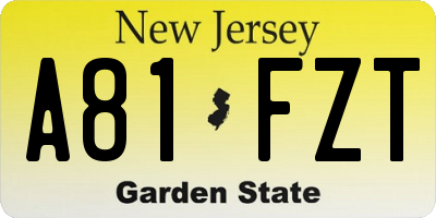 NJ license plate A81FZT