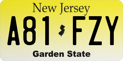 NJ license plate A81FZY